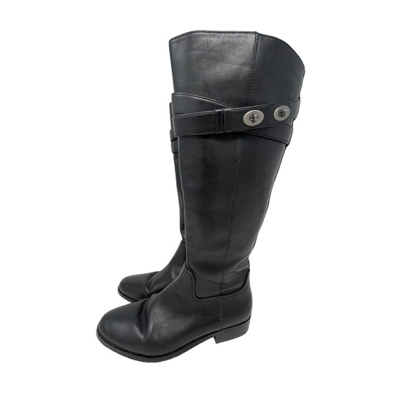 Coach Linette Tall Leather Riding Boots~Black~Size 8B~Straps~GORGEOUS - Picture 5 of 11